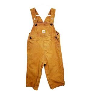 Carhartt Brown Kids 18M Cotton Adjustable Straps Bib Overall Pants Bottom Snaps